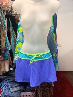 Vintage VM Sports Neon Trim Blue Skirt Cover-Up